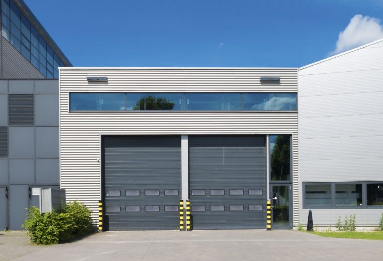 modern industrial unit with roller doors