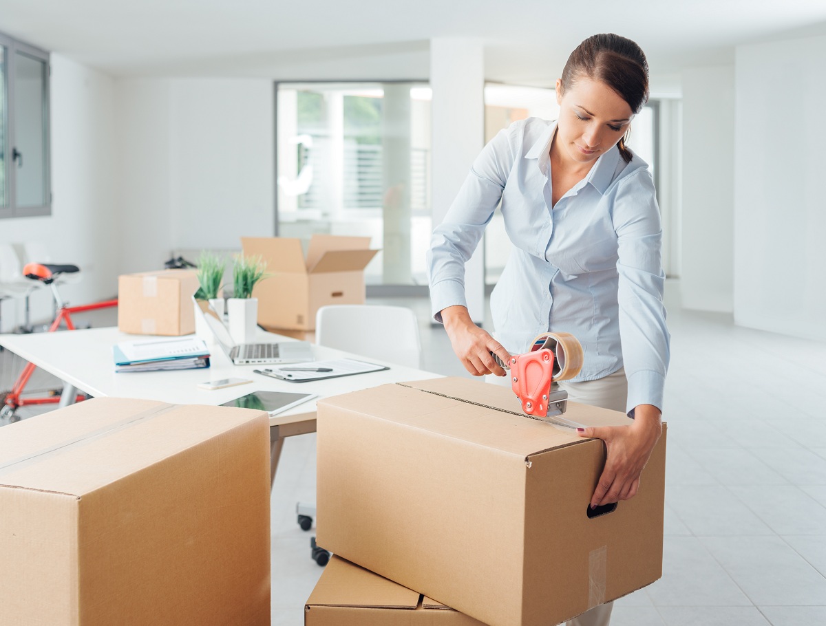 Woman packing in the office