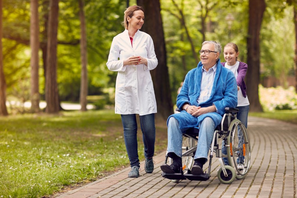 Elederly man with nurse