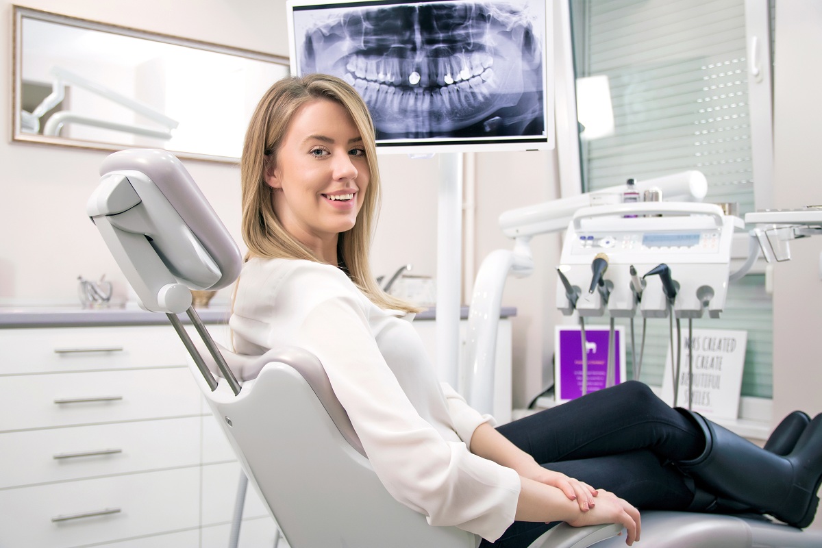 Woman in dentist chair