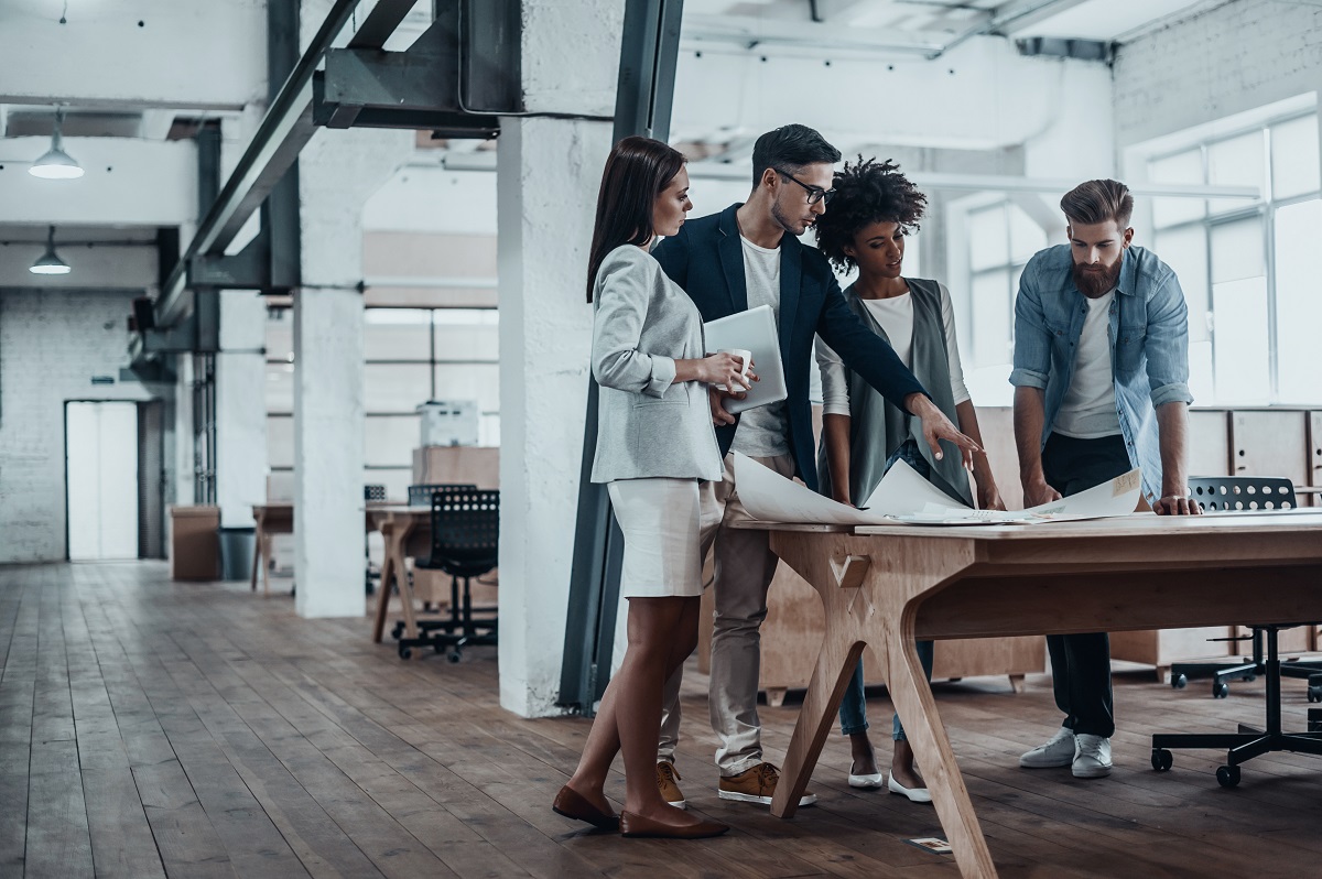 Employees working in a modern office