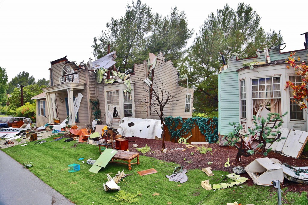 homes ravaged by a storm