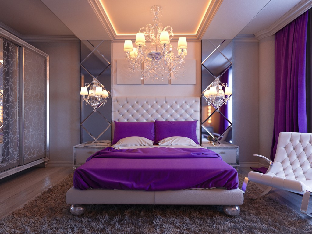 purple bedroom interior