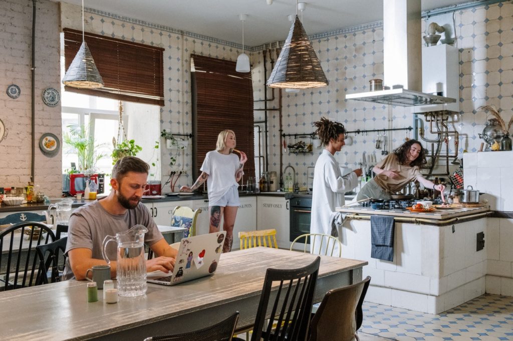 family at a kitchen
