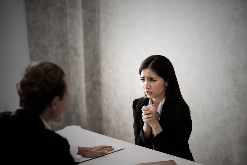 female employee scared talking to HR manager