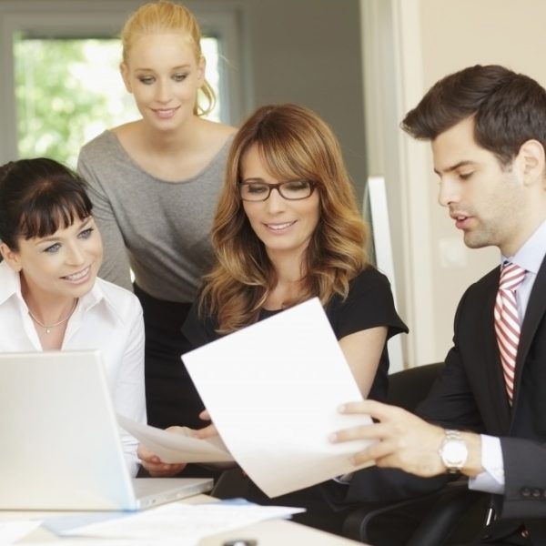 friendly professionals in office setting